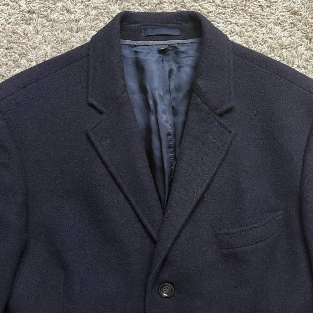 J. Crew Crosby Wool Cashmere Dark Navy Blue Trench Coat Jacket Men’s Size 46R